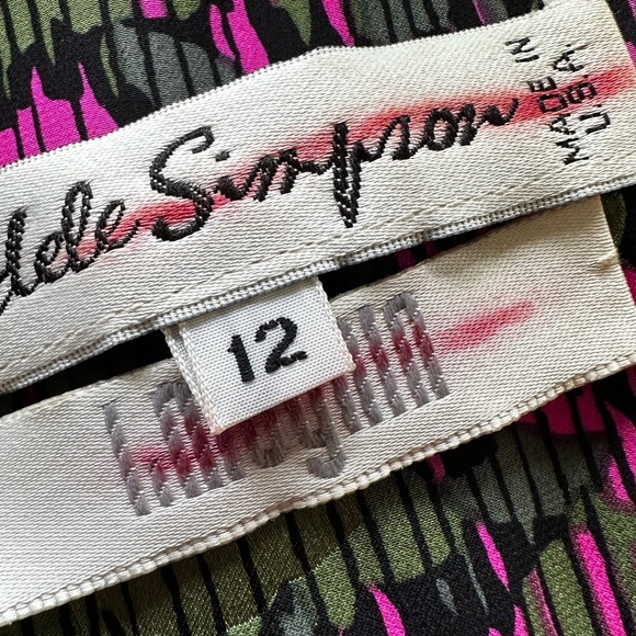 Adele Simpson Vintage Pink and Green Patterned Drop Waist  Dress - Picture 10 of 10